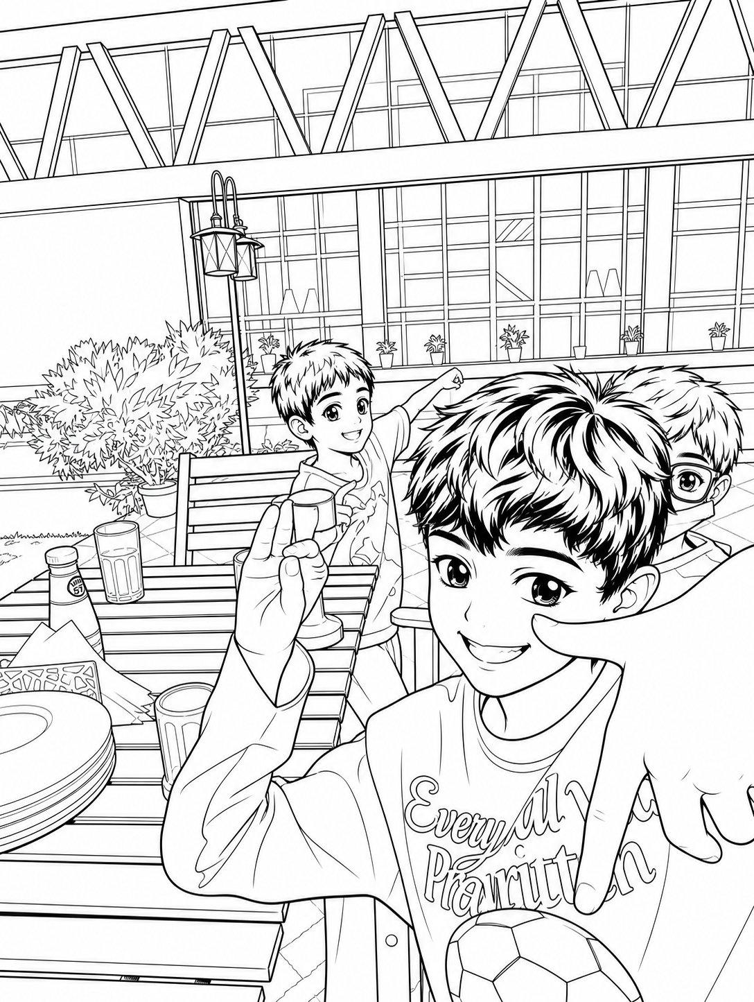 The same photo rendered as a line drawing