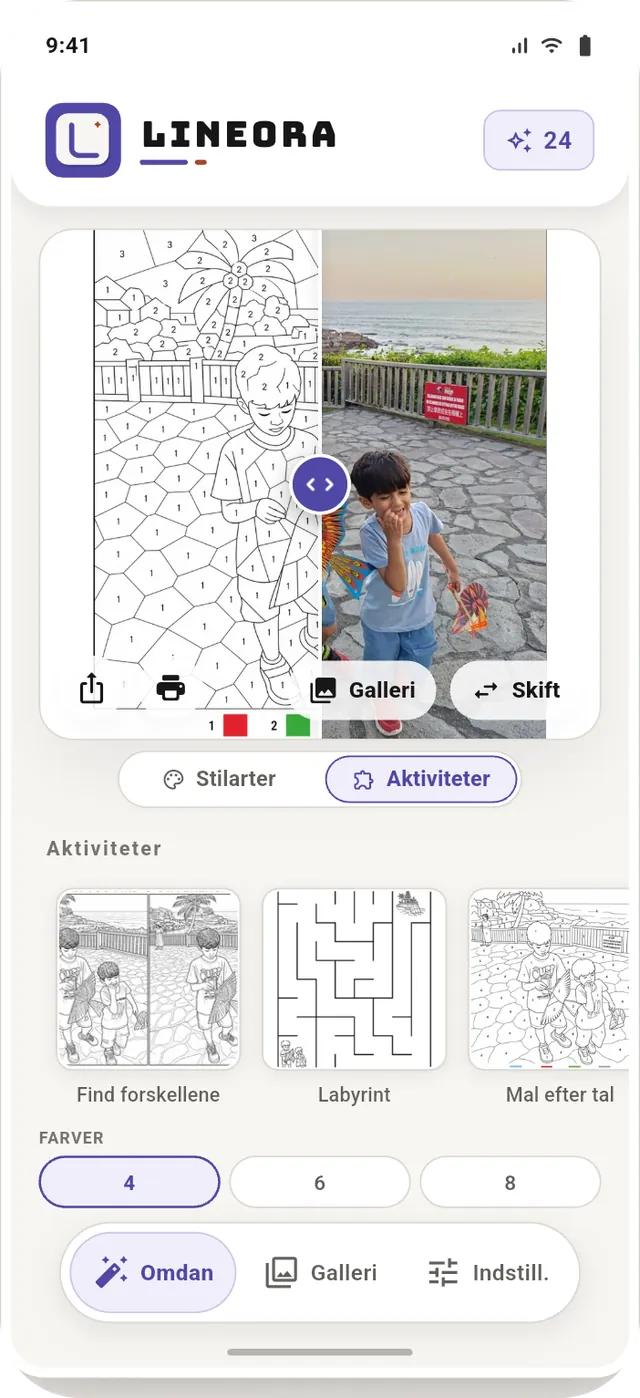 Aktiviteter med valg af antal farver