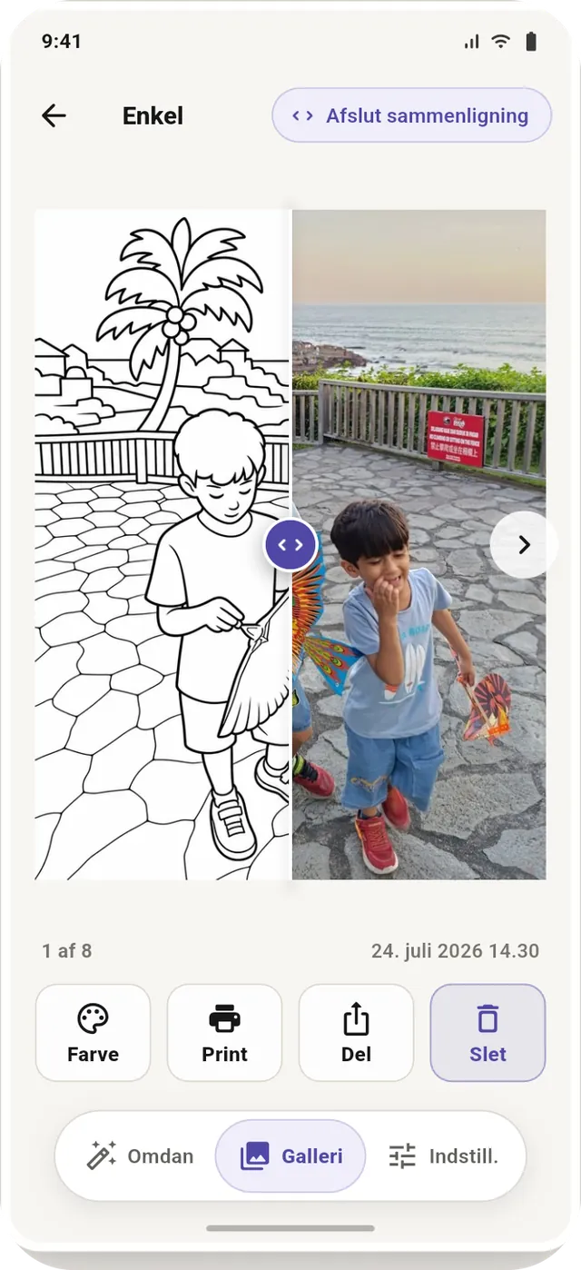 Sammenligning af foto og tegning