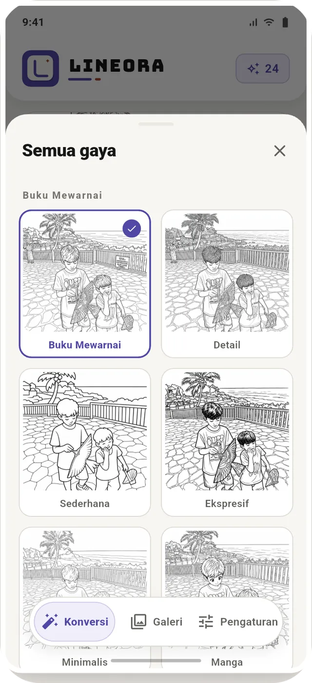 Kisi semua gaya yang disusun menurut kelompok