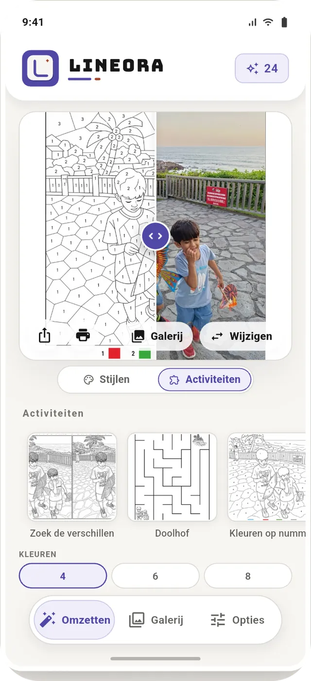 Activiteiten met keuzes voor het aantal kleuren