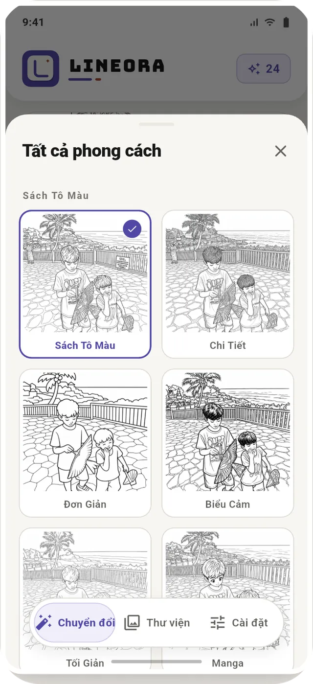 Lưới tất cả phong cách được sắp xếp theo nhóm